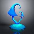 Blue Mushroom Shaped Decorative Ornament Set With Two Sizes And Frosted Base