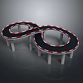 Landscape Featuring Infinite Symbol Shaped Black Track With Red White Edges And White Pillars
