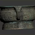 Ancient Carved Bronze Sculpture Ritual Vessel With Intricate Patterns And Two Handles