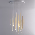 Modern Golden Long Tube Chandelier Hanging With Minimalist Illuminated Design