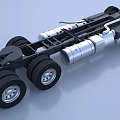 Heavy Duty Truck Chassis With Metal Frame Multiple Wheels And Silver Black Components