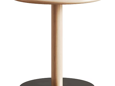 Modern Wooden Coffee Table With Round Top And Black Base 3d model