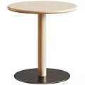 Modern Wooden Coffee Table With Round Top And Black Base 3d model