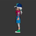 Two Cartoon Characters In Casual Clothing With Hats Glasses Backpack And Apron