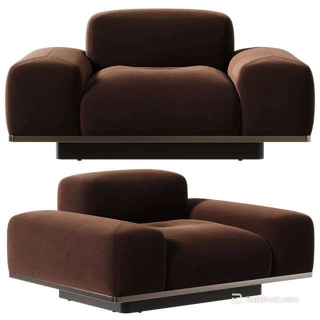 Modern Minimalist Brown Soft Fabric Single Sofa For Cozy Living Room And Leisure Home Space 3d model 