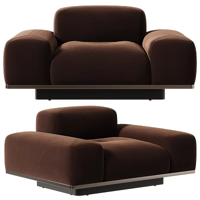Modern Minimalist Brown Soft Fabric Single Sofa For Cozy Living Room And Leisure Home Space 3d model
