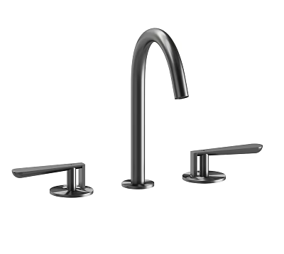 Sleek Modern Black Faucet With Curved Spout And Separate Handle Components 3d model