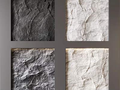 Natural Stone Background Wall with Various Rough Textures and Different Colors 3d model