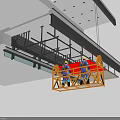 Professional Office Building Exterior Maintenance With Workers On Yellow Suspended Platform