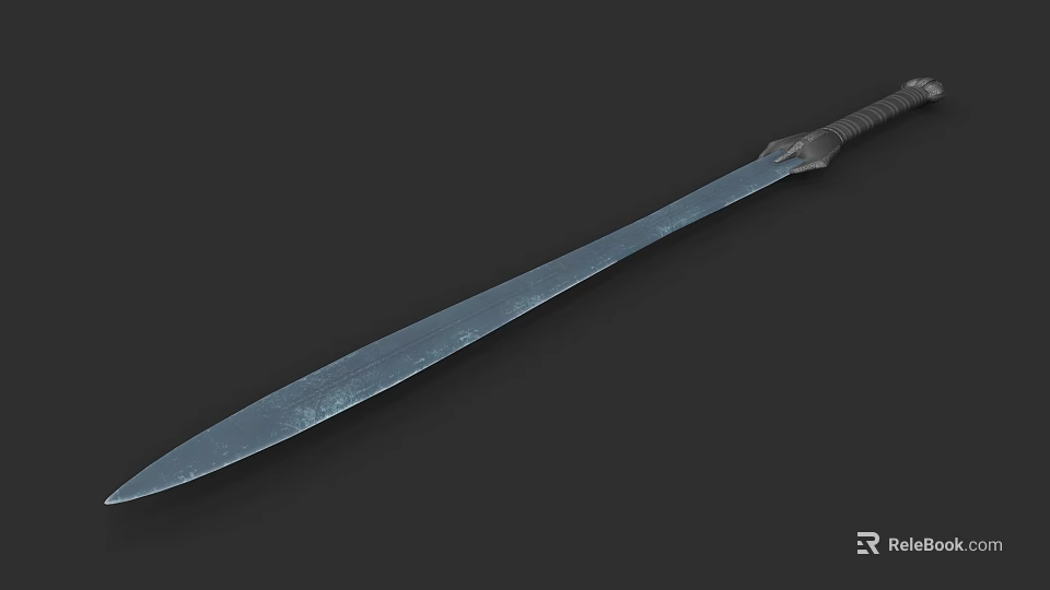 Medieval Style Long Sword With Sharp Metal Blade And Decorative Hilt 3d model 