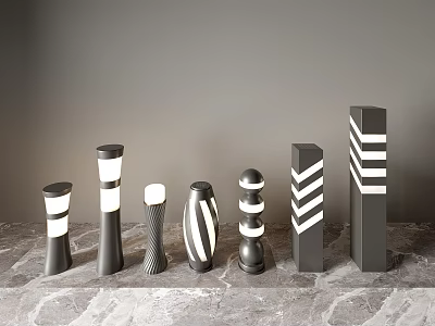 Modern Outdoor Lights With Various Stylish Designs And Black White Color 3d model