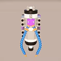 Colorful Mechanical Structure With Purple White Blue Orange Components And Silver Top Parts