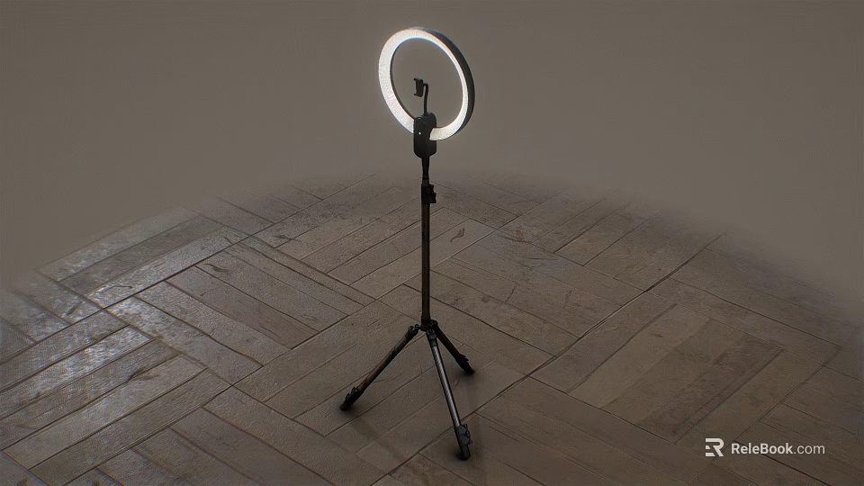 Adjustable Ring Light With Black Tripod Stand For Professional Studio Lighting 3d model 