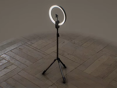 Adjustable Ring Light With Black Tripod Stand For Professional Studio Lighting 3d model