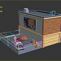 Detailed Miniature Construction Model With Brick Wall Fence Figure Dirt Pile And Tools