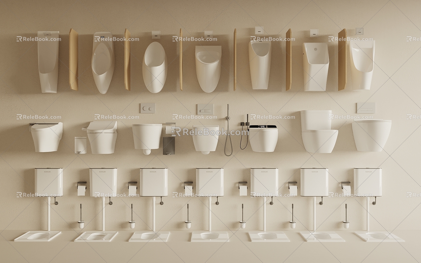 Urinal urinal standing toilet squatting toilet intelligent toilet 3d model