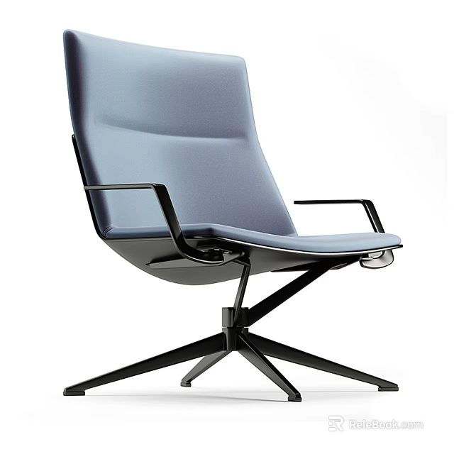 Modern Light Blue Office Chair With Black Armrests And Five Star Base 3d model 