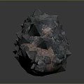 3D Rendered Wood and Stone Samples with Irregular Dark Surfaces Sharp Facets and Brown Bases