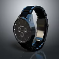 Black Wrist Watch With Stainless Steel Metal Band Stylish Chronograph Dial Modern Sleek Design