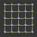 3D Molecular Structure Model Of Organ And Hair With White Green Spheres And Cube