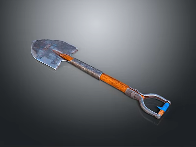 Hardware Tool Shovel Featuring Metal Blade Wooden Handle And Ring Grip 3d model