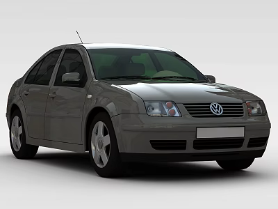 Gray Volkswagen Sedan With Four Doors And Alloy Wheels Front Design 3d model