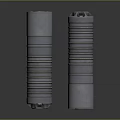 Detailed 3D Render of Two Metal Cylindrical Weapon Parts with Spiral Grooves and End Holes
