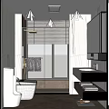 Modern Bathroom Interior Design With Large Window Shower Area And Marble Tile Vanity