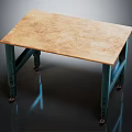 Practical Industrial Style Table With Wooden Texture Top And Green Metal Legs