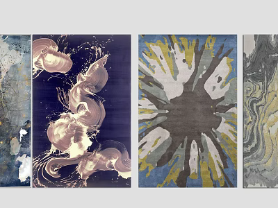 Modern Square Area Rugs With Abstract Patterns And Artistic Color Combinations 3d model