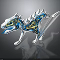 Fantasy Dinosaur Creature Figure with Blue Yellow White Colorful Design and Spiked Wings