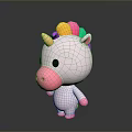 Cute Unicorn Plush Toy With Pink Body Pink Nose Small Golden Horn And Rainbow Mane
