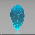 Turquoise Crystalline Object With Cracked Texture And Glowing Effect On Gradient Background