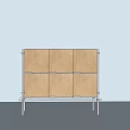 Simple Modern Display Shelf With Light Wooden Panels And Metal Frame Structure