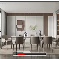 Modern dining table and chair combination 3d model