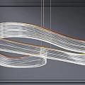 Contemporary Curved Chandelier With Spiral Metallic Structure And LED Lighting For Modern Interior