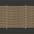 Rustic Decorative Wooden Fence With Interlaced Slats On Dark Reflective Surface 3d model