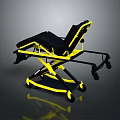 Black And Yellow Mobile Medical Stretcher With Wheels And Adjustable Structure