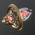 Futuristic Weapon Design Featuring Golden Gear Red Core And Silver Metal Components
