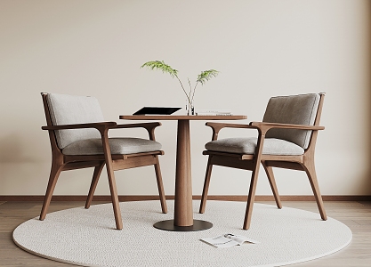 Modern Solid Wood Casual Tables and Chairs 3d model