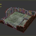 Building Structure Model Featuring Unfinished Brick Walls Wooden Frames And Foundation