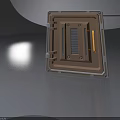 Modern Swing Door With Metal Frame Ventilation Grille And Yellow Handle
