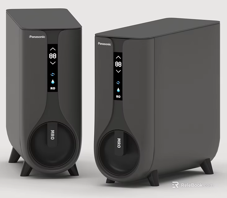 Modern Black Panasonic Dual Air Humidifiers With Digital Display And Compact Design 3d model 