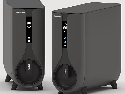 Modern Black Panasonic Dual Air Humidifiers With Digital Display And Compact Design 3d model