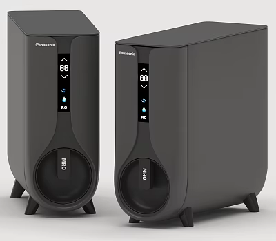 Modern Black Panasonic Dual Air Humidifiers With Digital Display And Compact Design 3d model