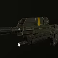 Futuristic Sci Fi Weapon With Yellow Stripe Blue Scope And Mechanical Structure 3d model
