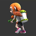 Playful Orange Haired Character And Squid Like Creature With Green Weapon Backpack And Goggles