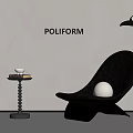 Poliform Minimalist Interior With Black Armchair Side Table And Floor Lamp