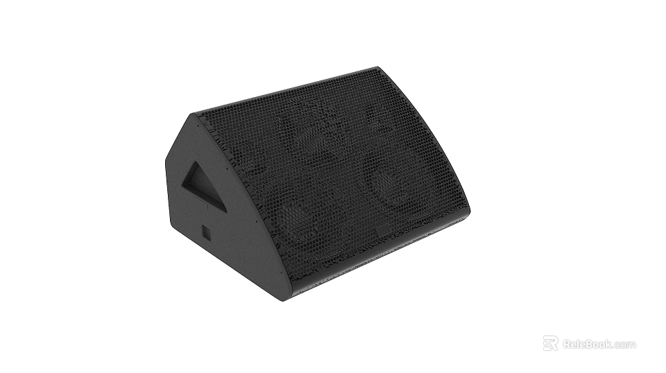 Black Wedge Stage Monitor Speaker With Professional Audio Quality And Durable Design 3d model 