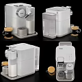 Stylish Modern White Kitchen Appliances Featuring Coffee Maker And Compact Design 3d model